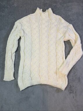 SHEIN Cream Cable Knit Crew Sweater